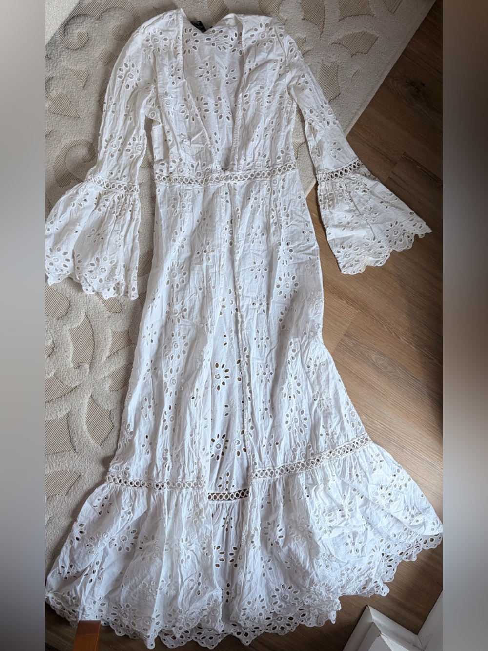 White Boho Eyelet Maxi Dress Cover Up